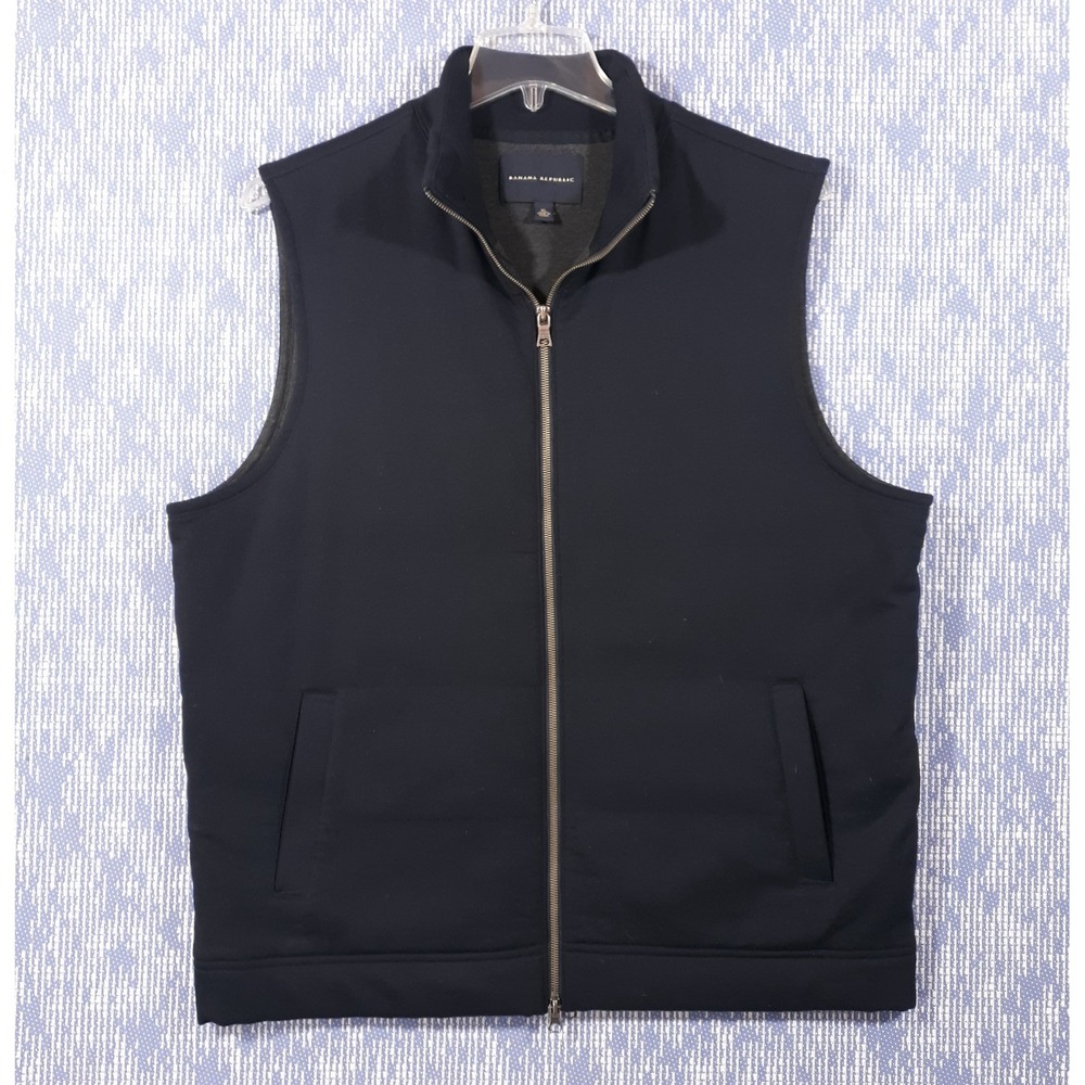 Banana Republic Puffer Vest Full Zip Outdoor Mens XL Navy Blue Cotton Blend